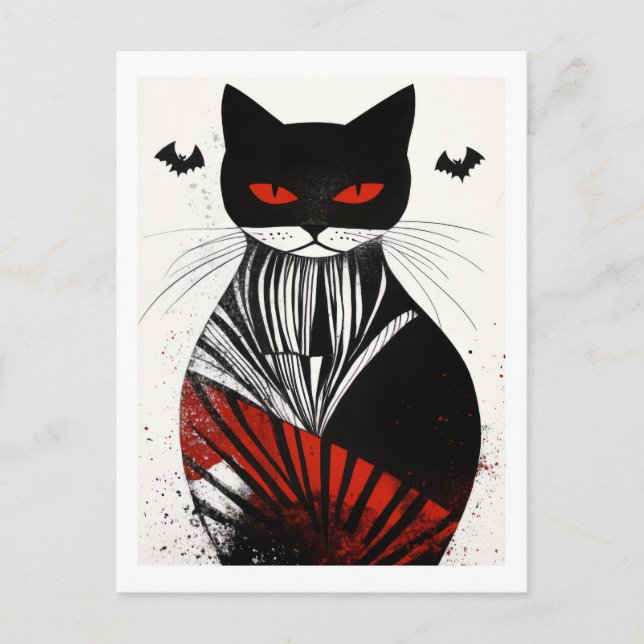 Cartão postal de gato de Halloween (Frente)