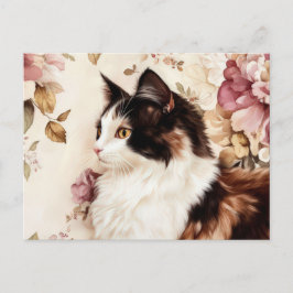 Cartão Postal de Gato em Aquarela