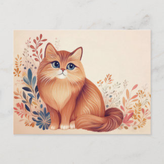 Cartão Postal de Gato em Aquarela