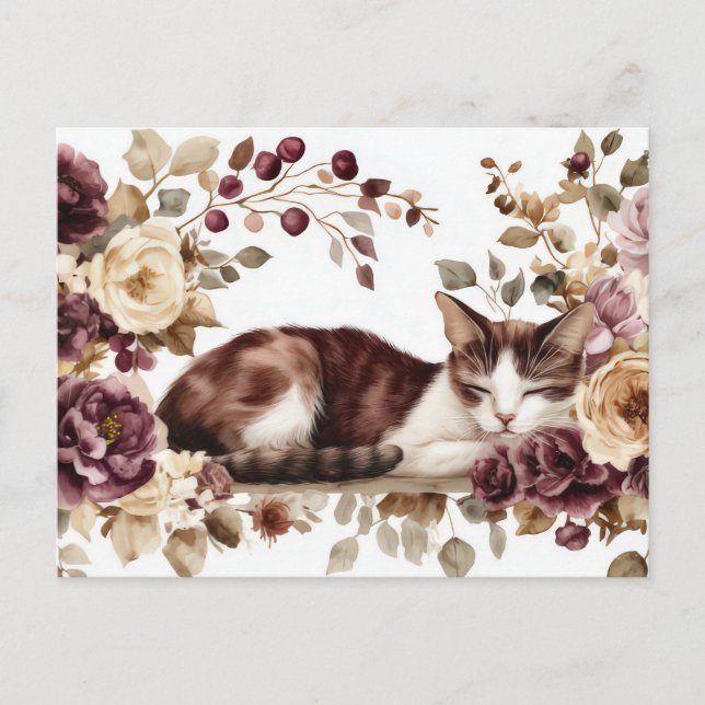 Cartão Postal de Gato em Aquarela (Frente)