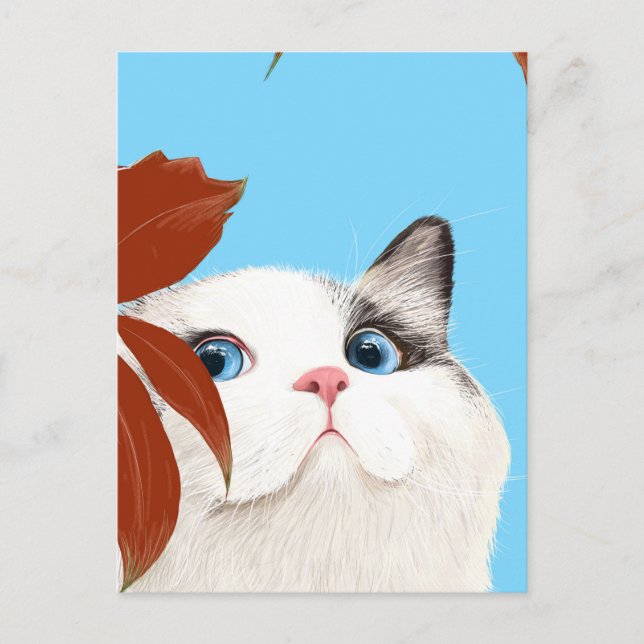 Cartão Postal de Gato Fofo (Frente)