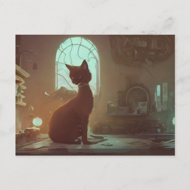 Cartão Postal de Gato Fofo (Frente)