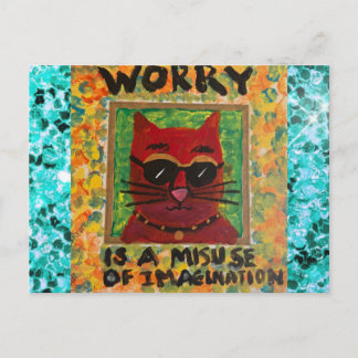 Cartão postal de gato por arte de garota má