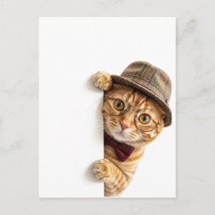 Cartão postal de gato preto fofo espiando