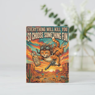 Cartão Postal de Gato Tudo Vai Te Matar Humor Negr