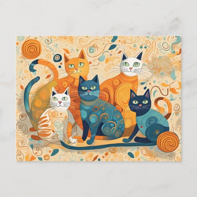 cartão postal de gatos calmantes (Frente)