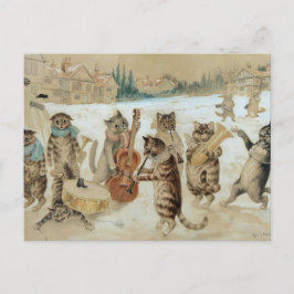 Cartão postal de gatos cantando canções de Natal