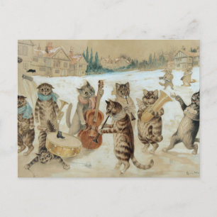 Cartão postal de gatos cantando canções de Natal