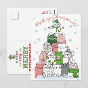 Cartão Postal de Gatos de Natal