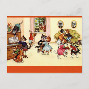 Cartão postal de Gatos do Partido Dançante Vintage