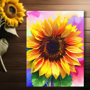 Cartão Postal de Girassol - Arte Floral Vibrante -