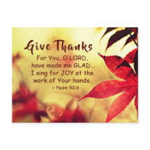 Dê Graças, Salmo 92:4 Versículo Bíblico