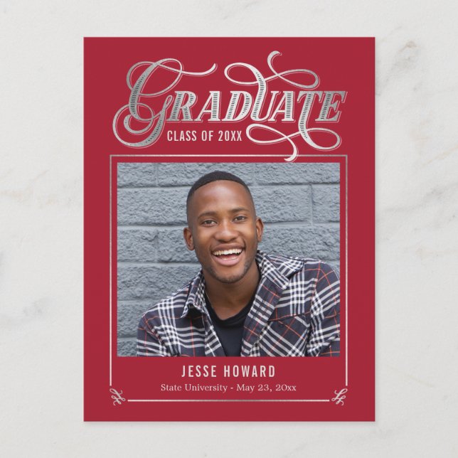 Cartão postal de graduação com cor editável Futuro (Frente)