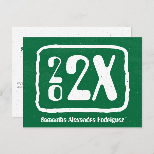 Cartão postal de Graduação de Ano Verde Funky (Frente/Verso)