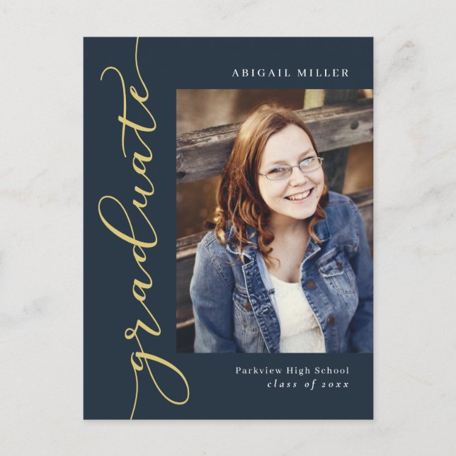 Cartão postal de graduação de cor editável lateral (Frente)