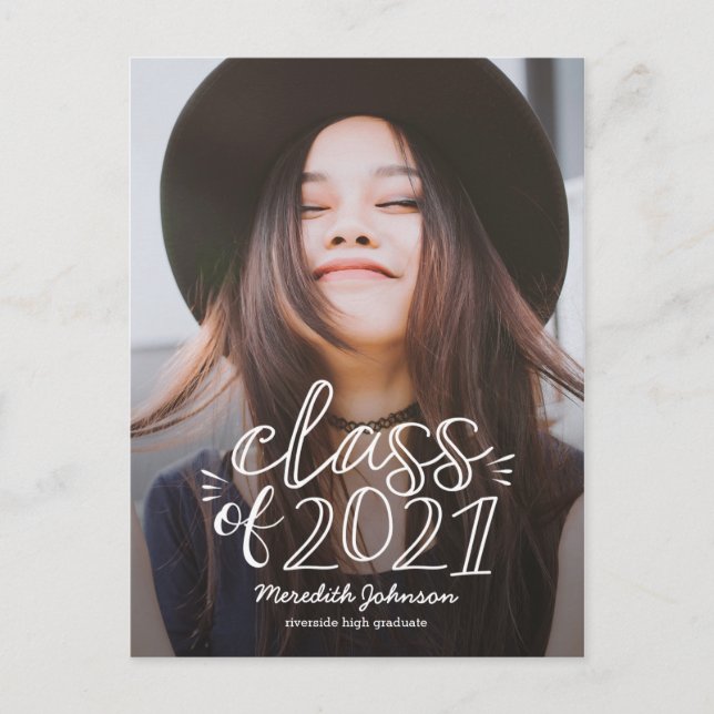 Cartão postal de Graduação de Script Divertido (Frente)