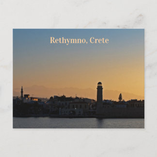Cartão postal de Grécia sunset para Creta de Rethy