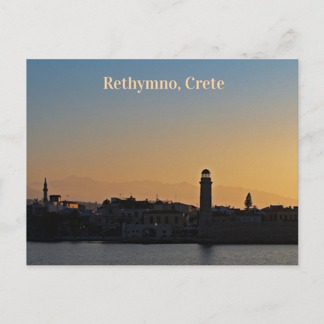 Cartão postal de Grécia sunset para Creta de Rethy (Frente)