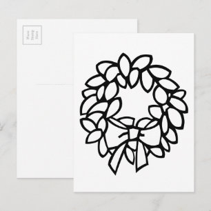 Cartão postal de Grinalda para Colorir com Laço