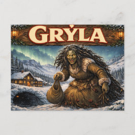 Cartão postal de Grýla, o duende de Natal islandês