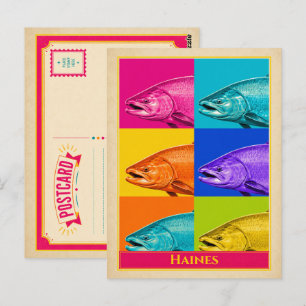 Cartão Postal de Haines Alasca Salmão Vintage