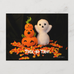 Cartão Postal de Halloween Amigurumi