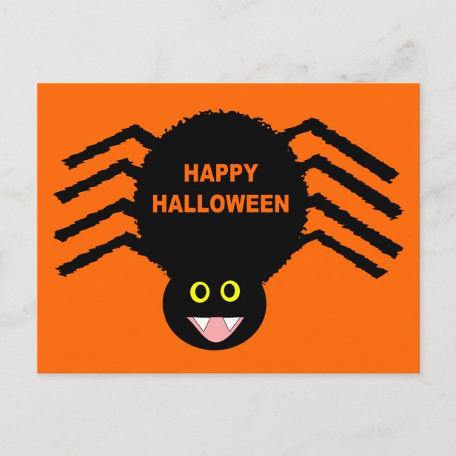 Cartão postal de Halloween da Aranha Preta (Frente)