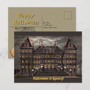 Cartão postal de Halloween da Mansão Assustadora