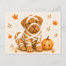 Cartão postal de Halloween da múmia Dogue de Borde