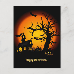 Cartão postal de Halloween de Casa Assombrada