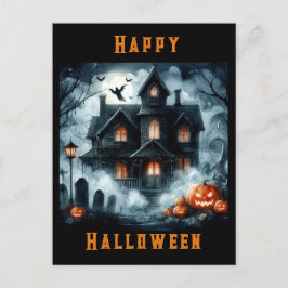 Cartão postal de Halloween de casa assombrada assu