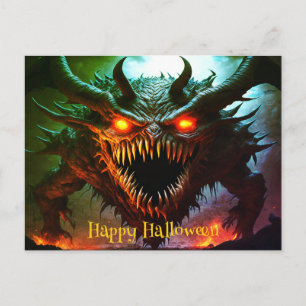 Cartão postal de Halloween de monstro gigante