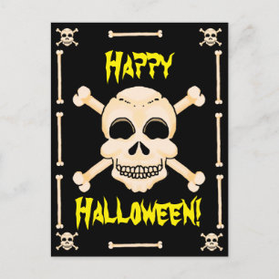 Cartão postal de Halloween de Skull e Crossbones