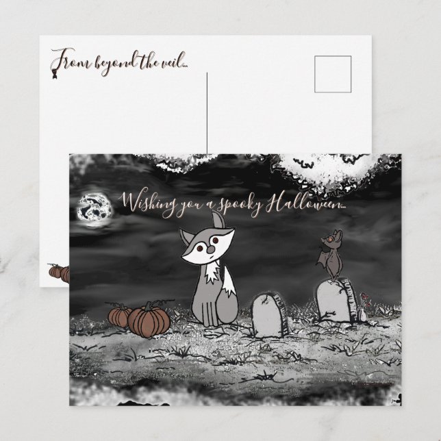 Cartão postal de Halloween do Cemitério Fig & Blin (Frente/Verso)
