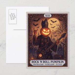 Cartão postal de Halloween do Rock 'N Roll Pumpkin