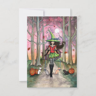 Cartão postal de Halloween dos Gatos Passeando