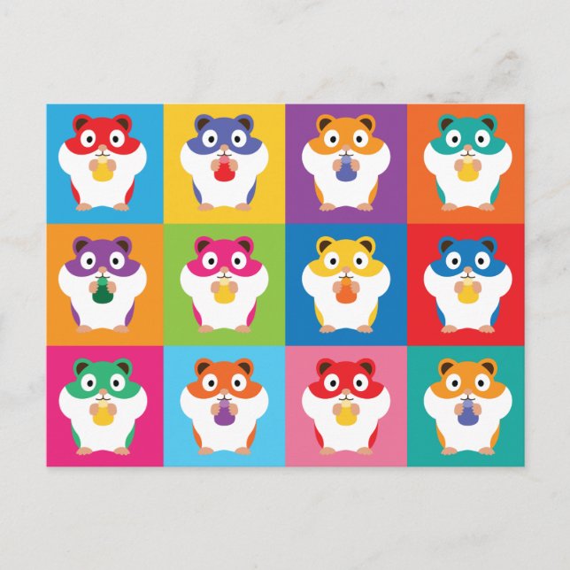 Cartão Postal de Hamsters Pop Art (Frente)