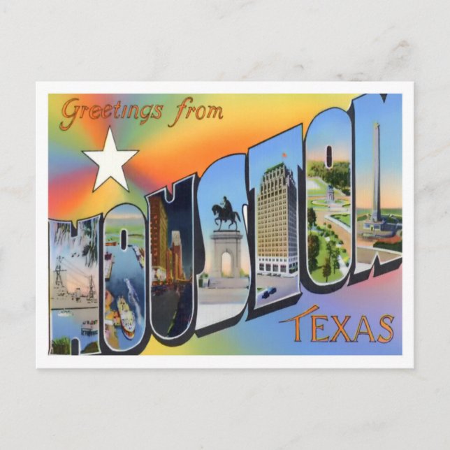 Cartão postal de Houston, Texas Vintage (Frente)
