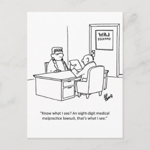 Cartão postal de humor com processo engraçado de F