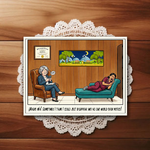 Cartão Postal de Humor de Consultório Psiquiátrico