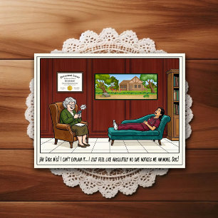 Cartão Postal de Humor de Consultório Psiquiátrico