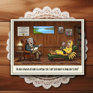 Cartão Postal de Humor de Consultório Psiquiátrico