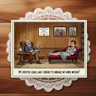 Cartão Postal de Humor de Consultório Psiquiátrico