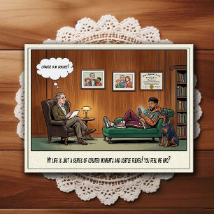Cartão Postal de Humor de Consultório Psiquiátrico