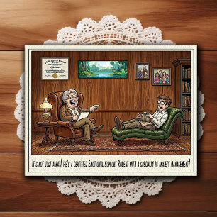 Cartão Postal de Humor de Consultório Psiquiátrico