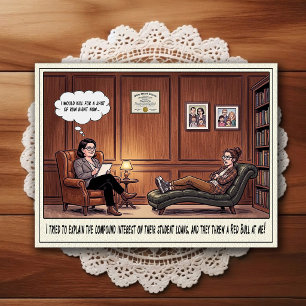 Cartão Postal de Humor de Consultório Psiquiátrico