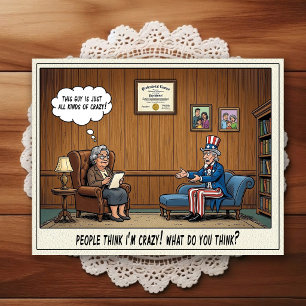 Cartão Postal de Humor de Consultório Psiquiátrico