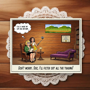 Cartão Postal de Humor de Consultório Psiquiátrico