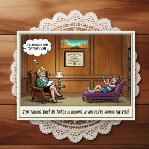Cartão Postal de Humor de Consultório Psiquiátrico