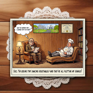 Cartão Postal de Humor de Consultório Psiquiátrico